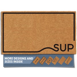 Barnyard Designs Natural Coco Coir Heavy Duty Backing Doormat - Large Cute Non-Slip Front Door Welcome Mat for Outside Entrance or Porch Entry, Brown (Sup / 17" x 30")