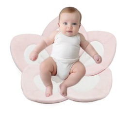 PandaEar Baby Bath Pad for Infant Newborn | Soft Flower 5 Petals for Sink Bathtub Essentials Shower Gift (Pink)