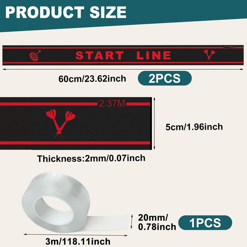 2 Stk Felt Dart Oche Line, 60 * 5cm Felt