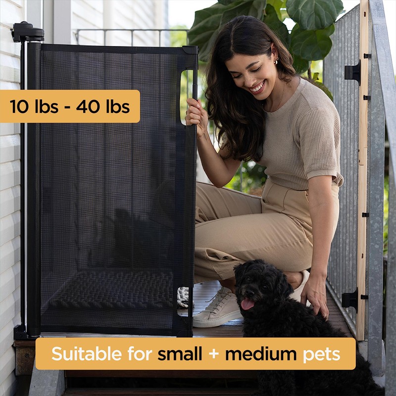 Hakuna Pets Indoor/Outdoor Paw Proof Retractable Dog Gate, 36.6" Tall