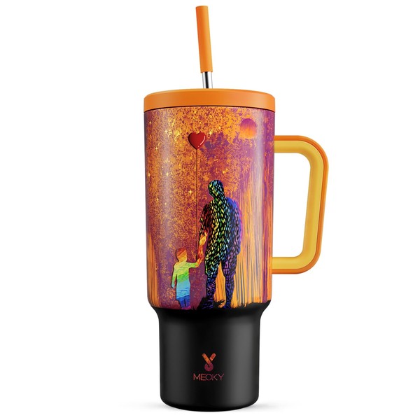 Meoky 40 oz Tumbler with Handle and Straw, Tumbler with
