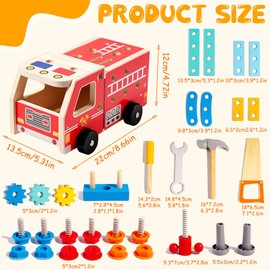 SGZIOO Workbench Children from 2 Years, Tool Box Children, Wooden Toy Tool Children, Screw Toy, Tool Trolley, Montessori Toy from 2 3 4 5 6 Years, Gifts Boy Girl 2 Years Old