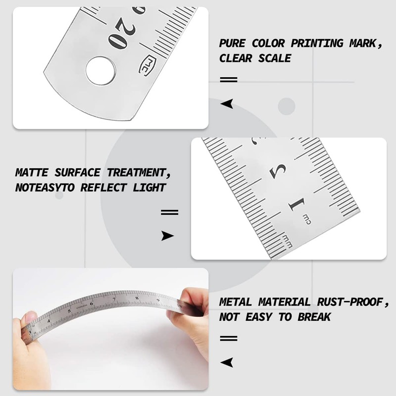 3 Stainless Steel Rulers, Rulers, 10, 20, 30 cm (4,