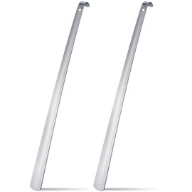 Geelin 2 Pcs 31.5'' Extra Long Handled Metal Shoe Horn Multifunctional Stainless Steel Stick for Elderly Disabled Limited Mobility Dressing Aid for Shoes Socks Daily Living Aid Hip Replacement