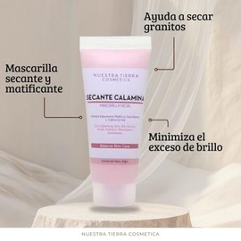 Nuestra Tierra Cosmética Mascarilla Facial Secante Calamina, Matificante y Calmante, con Zinc y Ácido Salicílico, 60 g