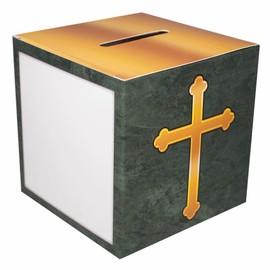 Christian Fundraising Offering Box Family Size with Cross Cardboard - 50 Boxes