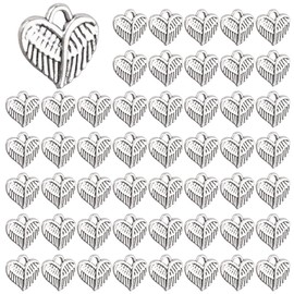 Framendino, 100 Pieces Angel Wings Charms Feathers Vintage Alloy Heart Shape Wing Dangle Pendants for DIY Bracelet Necklace Jewelry Making Supplies Gifts