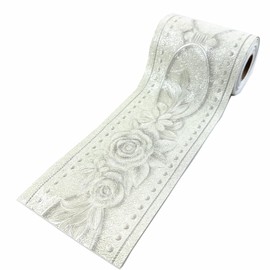 Moyishi 5 Meters Royal Peony 3D Peel and Stick Wall Paper Wall Decal Wall Border Easy to Apply (White)