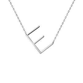WIGERLON Stainless Steel Initial Letters Necklace for Women Color Gold and Silver from A-Z Letter Letter E Color Sliver
