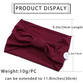 Zoestar Wide Button Headbands Black Yoga Knotted Head Wraps Ear Protection Holder Non slip Head Scarfs Elastic Turban Hair Bands for Women and Girls(Pack of 3)