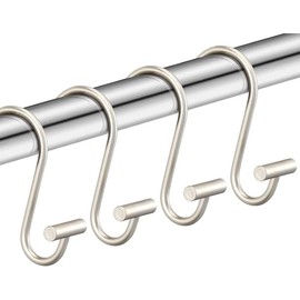 Nickel Shower Curtain Hooks, Rust Proof Shower Curtain Rings for Bathroom,  Metal Decorative Shower Curtain Hooks Hangers for Shower Curtain Rod, Set of 12 T-Bar Design - Color: Nickel