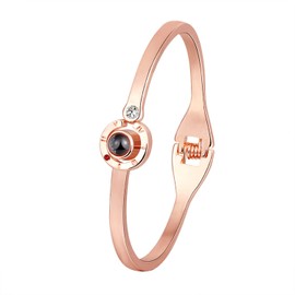 MYOSPARK I Love You 100 Languages Projective Bangle Bracelet The Memory of Love Gift For Couple Family Best Friends (I love you bangle)