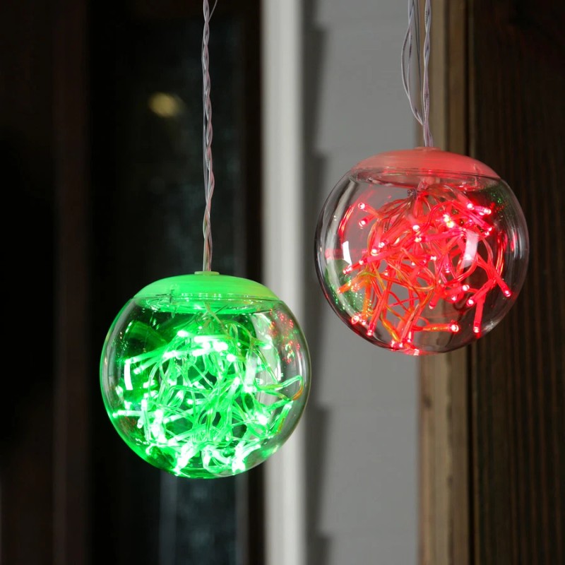 GE StayBright 2-Count 4-ft Red/Green 100 LED Light 4.7-in Transparent