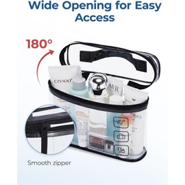 TSA Approved Toiletry Bags, Quart-Sized Waterproof Transparent Cosmetic Makeup Bags with Zippers for Travel, Beach, Bathroom & Carry-On Essentials (2 Pack)