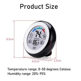 Indoor Thermo-Hygrometer, Electronic Digital Temperature Humidity Meter LCD Display Thermometer Touch Screen Air Monitor with Min/Max Records for Home Baby Room Bedroom Office, Pink