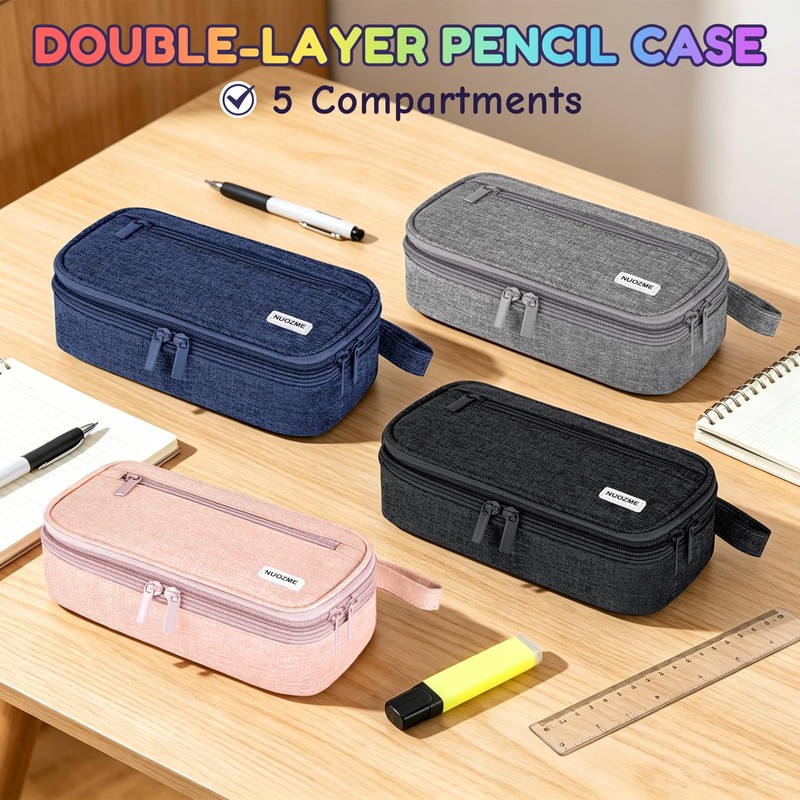 Double Layer Large Big Capacity Pencil Case Pouch Bag with