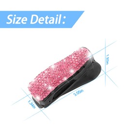 Moly Magnolia Bling Car Glasses Holder, 2PCS Handcrafted Crystal Rhinestones Fashion Car Sunglasses Mount with Card Clip for All Sun Visors, Auto Interior Accessories for Women Girl (Pink)
