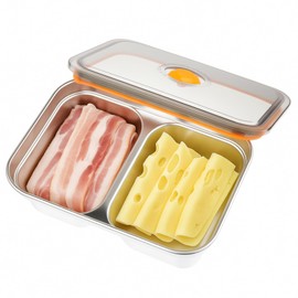 AceOrbit Deli Food Storage Container 304 Stainless Steel with Air Tight Silicone Seal, Ham and Cheese Storage Containers with Lids 8.9x 5.9 inch, Lunch Meat Container for Fridge