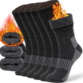 COZIA Merino Wool Socks Casual Warm Socks for Winter Cozy Boot Socks for Men & Women Black ML