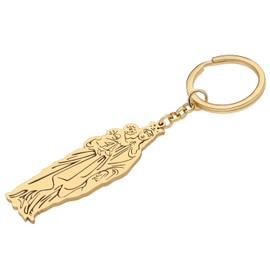 SHIGIE Stainless Steel Elegant Virgin Mary Keychain Car Wallet Key Ring Christian Religious Jewellery For Women Gifts Charms (Gold-plated)