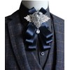 MOHSILY Elegant Ink Blue Pretied Bowtie Men Oversize Multi-layer Adjustable