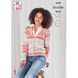 King Cole 5698 Knitting Pattern Womens V Neck Cardigan Waistcoat in Fjord DK