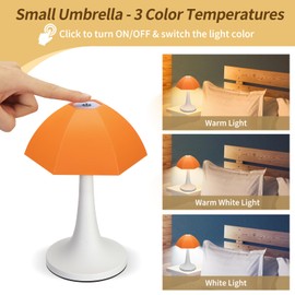 Riceears Cordless Table Lamp, Small Table Lamp, LED Touch Lamp Rechargeable Battery Operated Lights 4000mAh, 3 Color & Stepless Dimmable, Portable Desk Lamp Wireless for Bedroom Bedside Nightstand