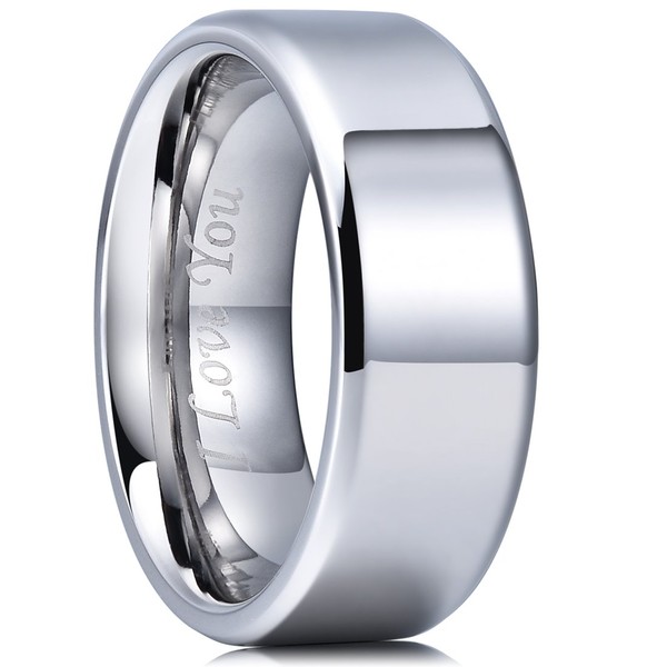 King Will BASIC 8mm Stainless Steel Ring Polished Plain Beveled
