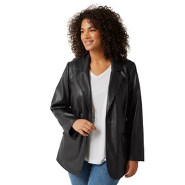 EVANS Curve Faux Leather Blazer - Women's - Plus Size Curve Black