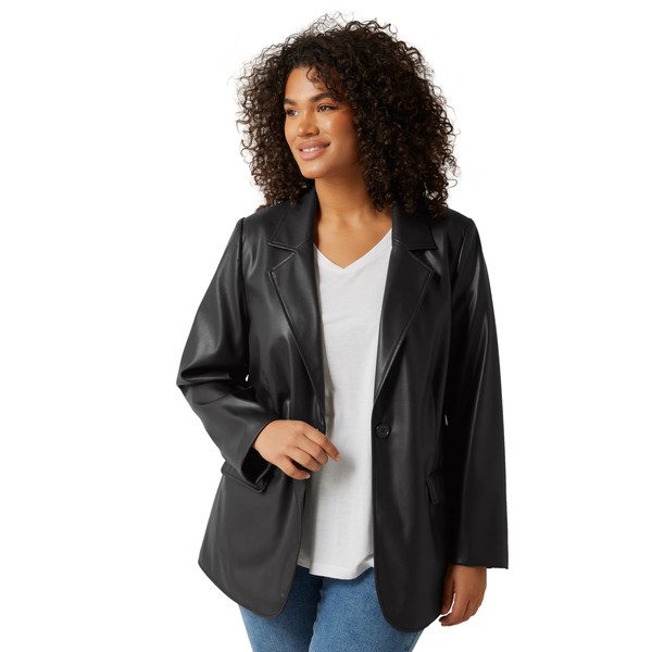 EVANS Curve Faux Leather Blazer - Women's - Plus Size