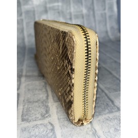 GUODI TK-AB20LW3 Long Wallet, Round Zipper, Card Case, Diamond Python Genuine Leather (Snake Genuine Leather), pearl gold