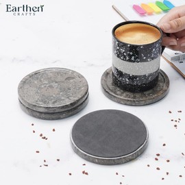 Earthen Crafts Oceanic Marble Coaster Set 4" – Desk, Farmhouse & Living Room Décor Essentials Pack of 4 Coasters - Dining Table Must-Have