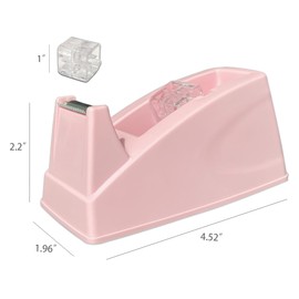 SHOIKOM Colorful Desktop Tape Dispenser for Office, Home & School, Durable and Stylish Office Supplies, Non-Skid Base, Macaron Pink