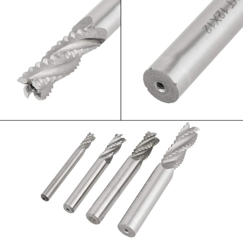4-Piece End Mill Set 4 Flammi HSs Roughing Mill CNC