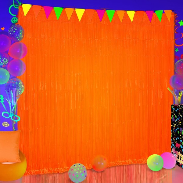 3 Pack Glow in The Dark Foil Fringe Curtains with