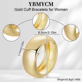 YBMYCM Chunky Gold Bangle Bracelets for Women Wide Chunky Cuff Bracelets Trendy Hammered Irregular Wrist Cuff Wrap Bracelet