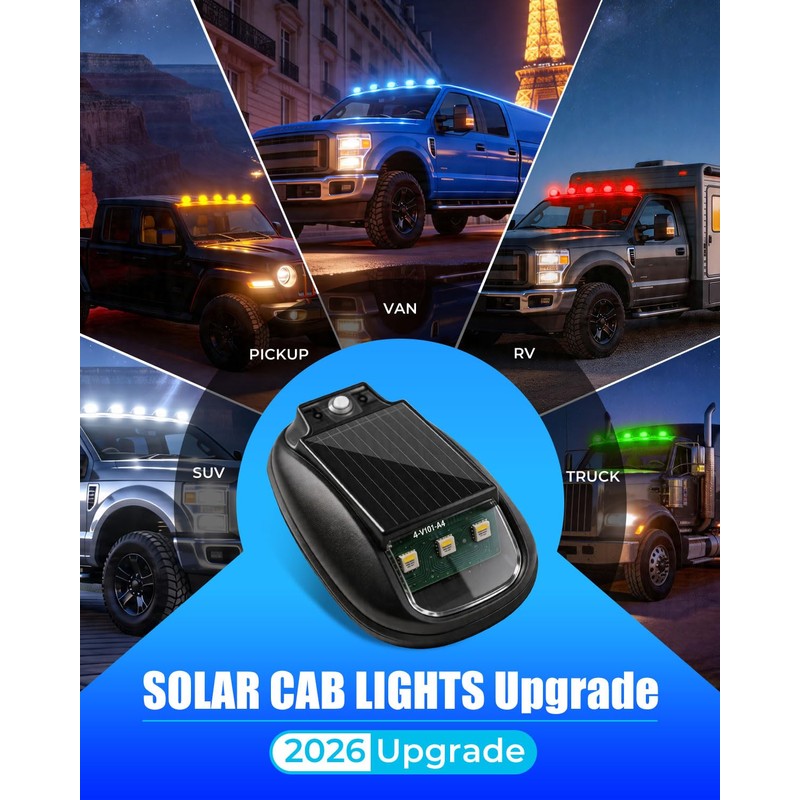 Keiurot Solar Cab Lights for Trucks Roof Lights, RGB 8