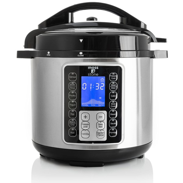 Moss & Stone Electric Pressure Cooker with Large LCD Display, Multi-Use 6 Quart Electric Pot, 14 in 1 Slow Cooker, Rice Cooker, Steamer, Sauté, Yogurt Maker, Egg Cooker, Warmer and More