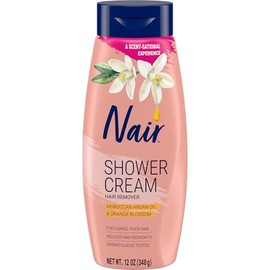 Nair Crema de Ducha Depiladora con Aceite de Argán Marroquí y Flor de Azahar, Crema Depiladora Corporal para Mujeres, 12 oz