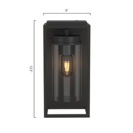 Maxax Dusk to Dawn Outdoor Wall Sconce, 12.4" Outside Wall Lights, Modern Black Wall Mount Light Fixture, Waterproof Exterior Lighting Fixtures for House, Porch, Garage
