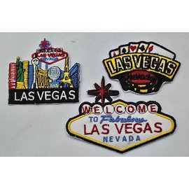 3 Pcs Las Vegas Shirt Jean Pent 6cm Iron on sew on Embroidered Patches Set