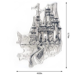 ALIBBON Castle Background Clear Stamps for Card Making and Photo Album Decorations, Vintage House Clear Stamps, Mountain Lake Transparent Silicone Rubber Stamps for Card Making and DIY Scrapbooking