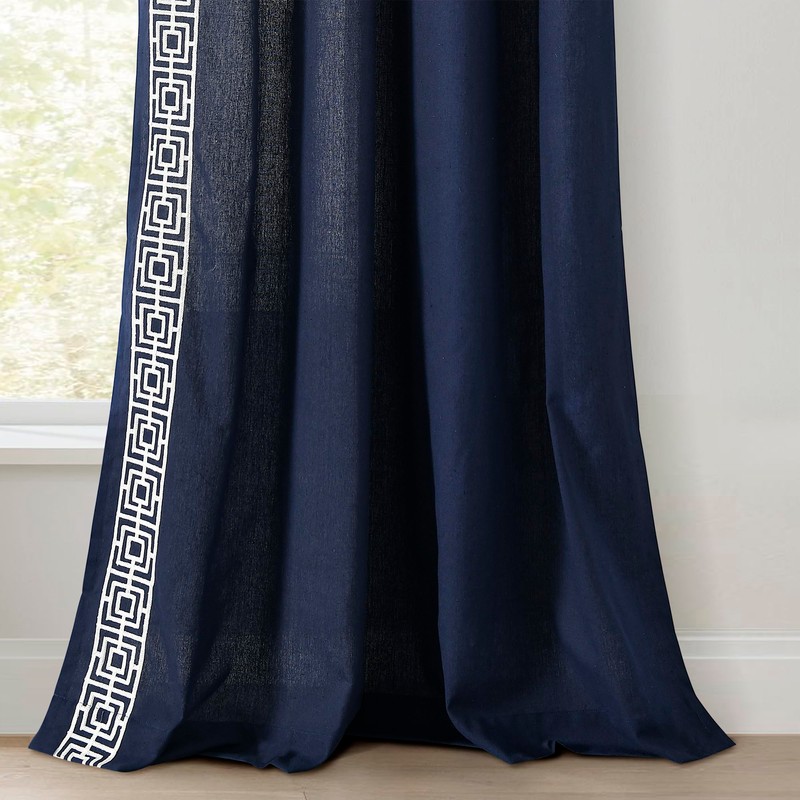Lush Decor Luxury Modern Square Embroidery Border Window Curtain Panel