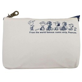 Marimo Craft SPZ-1659 3-Pocket Canvas Pouch, Baseball, Snoopy, 6.3 x 3.9 x 1.2 inches (160 x 100 x 30 mm)
