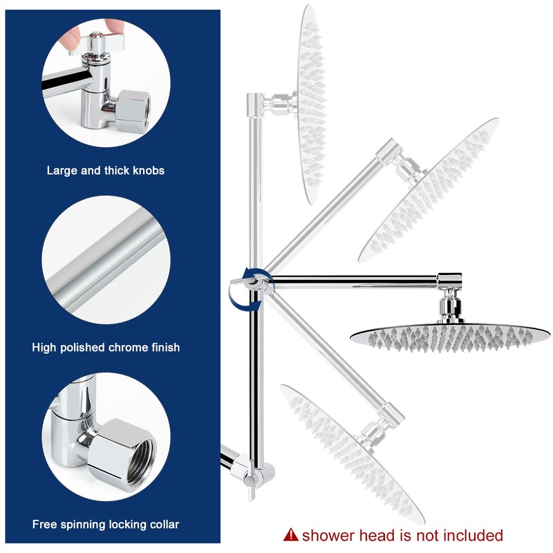 NearMoon Adjustable Shower Arm, Shower Extension Arm Universal Connection, Rise