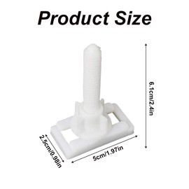 2 Pack Toilet Seat Hinge Bolts, Plastic White Rectangular Shaped Toilet Seat Hinge Bolts Nuts Fixing Fitting Kit, Toilet Seat Repair Tool