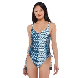 Jessica Simpson Traje de baño estándar de una Pieza con Cuello en V para Mujer, Azul Marino Oscuro, 16