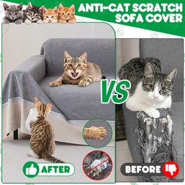 Cat Scratch Furniture Protector - Anti-Slip, Waterproof Sofa Cover to Keep Cats Off, Pet-Friendly Couch Protectors for 3 Cushion Couch, Anti-Scratch Couch Cover for Pets and Kids 150"X91"Dark Gray