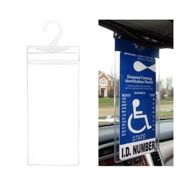 NYTKL Handicap Placard Holder, 10.6"×5" Ultra Transparent Disabled Placard Holder with Large Hanger, Portable Handicap Permit Parking Sign Protective Cover for Most Vehicles (1 PCS)