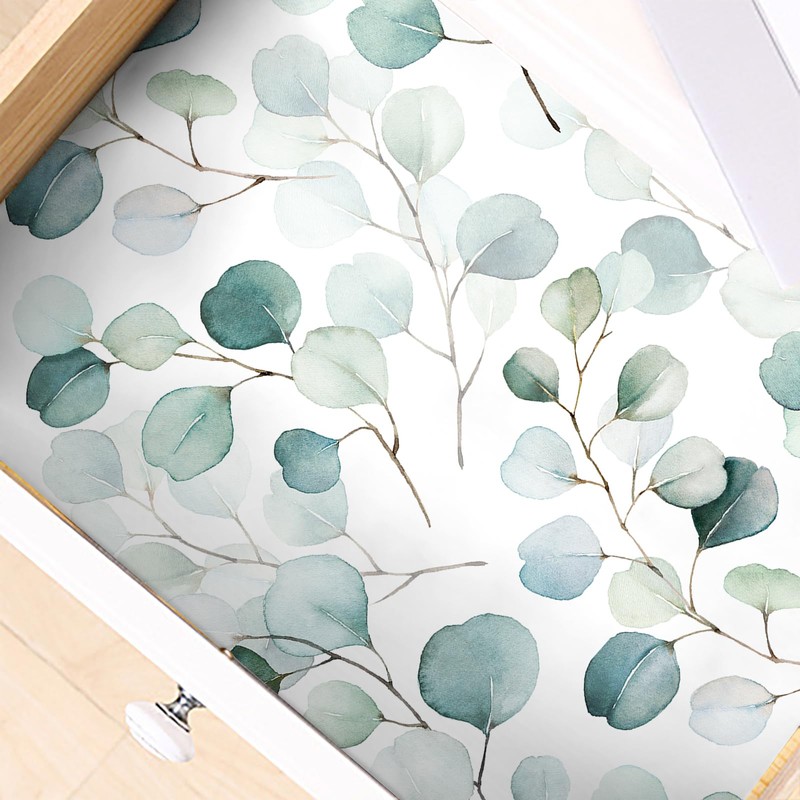 HAOKHOME Shelf Liner and Cabinet Liner Boho Leaf, Self-Adhesive Drawer